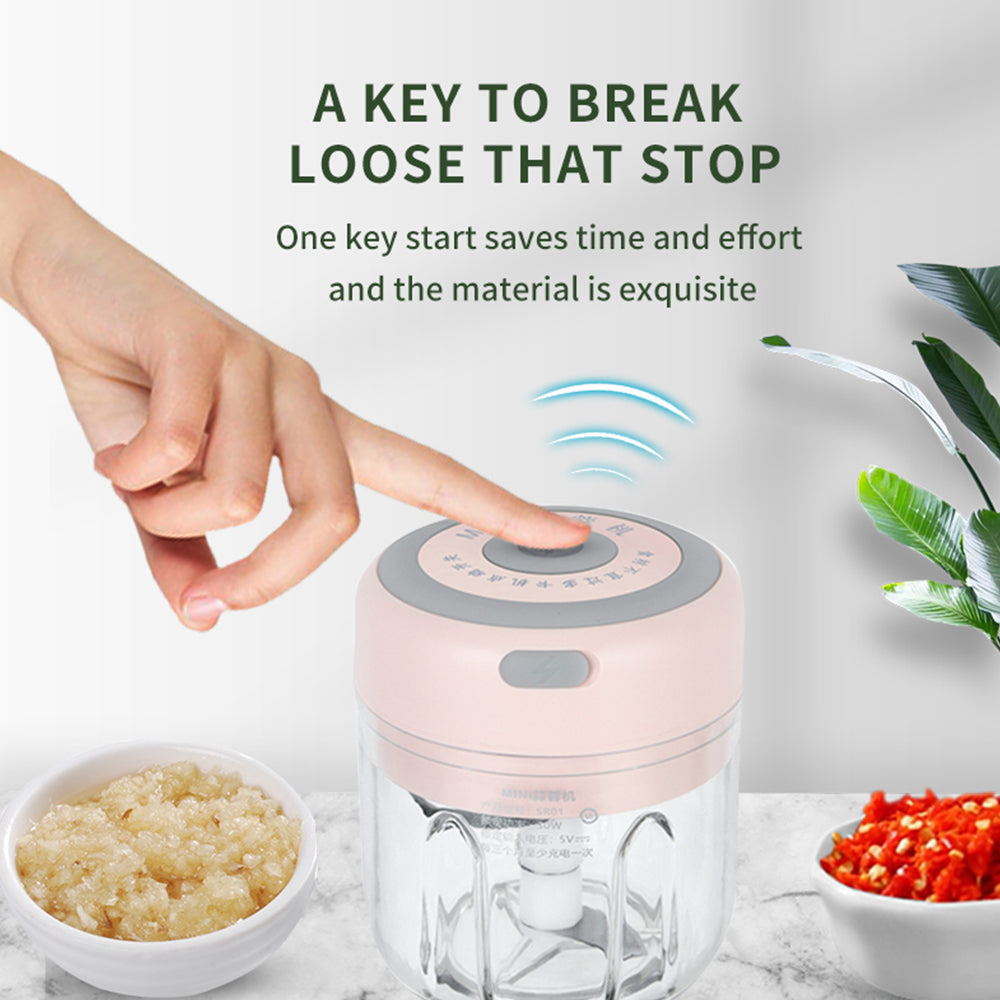 USB Rechargeable Mini Electric Garlic Chopper – Portable Vegetable, Ginger & Chili Crusher Kitchen Tool