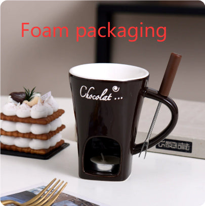 Mini Fondue Mug Set for One – Chocolate, Cheese & Butter Melter Cup with Heat Warmer