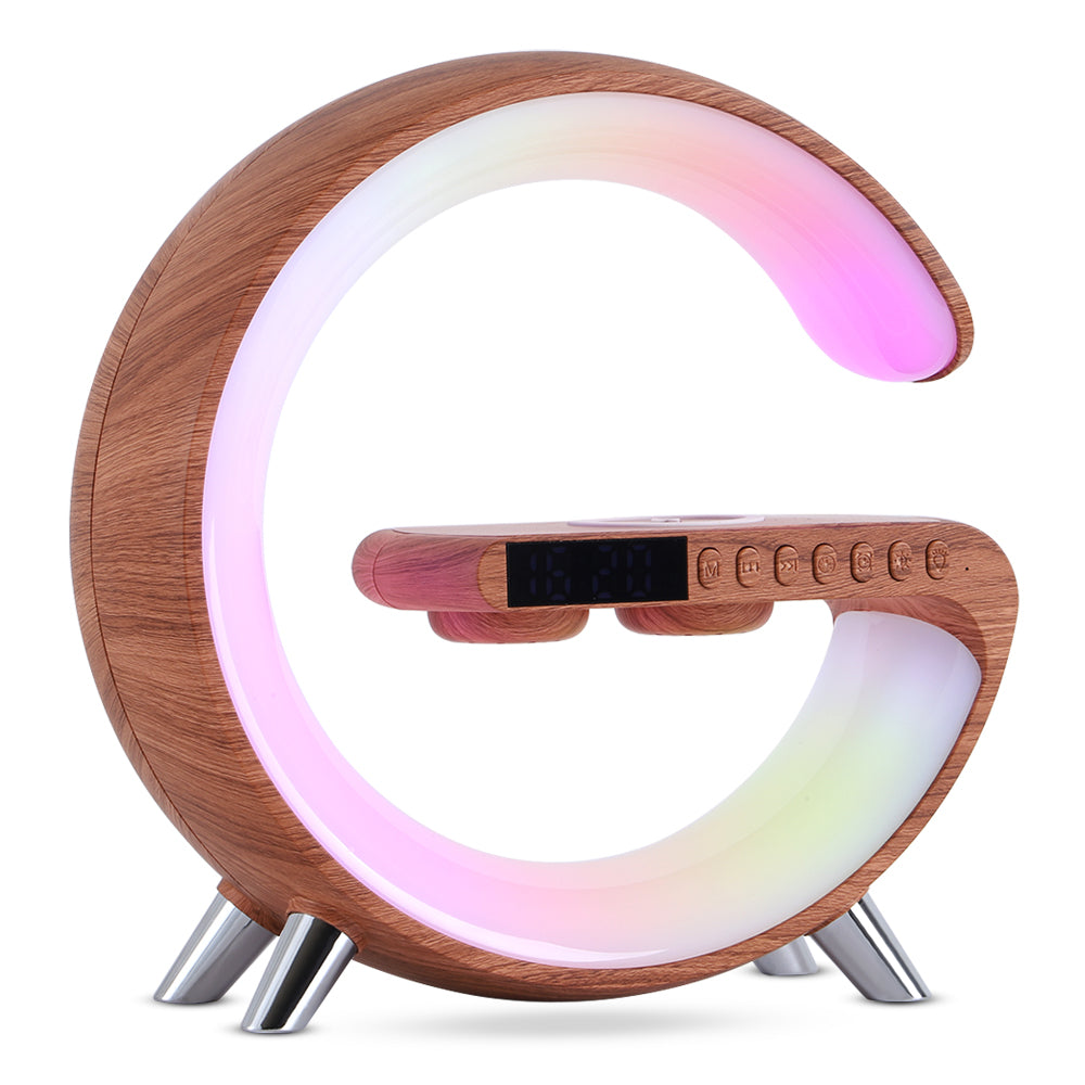 G Shaped LED Smart Lamp with Bluetooth Speaker & Wireless Charger – App Controlled Bedside Atmosphere Light