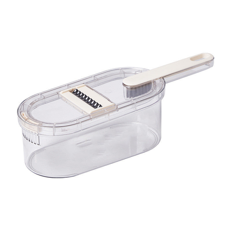 “Multifunction Vegetable Cutter & Slicer with Drain Basket and Cleaning Brush | Portable Manual Chopper for Kitchen”