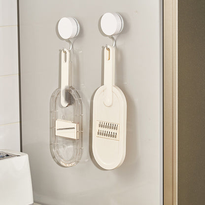 “Multifunction Vegetable Cutter & Slicer with Drain Basket and Cleaning Brush | Portable Manual Chopper for Kitchen”