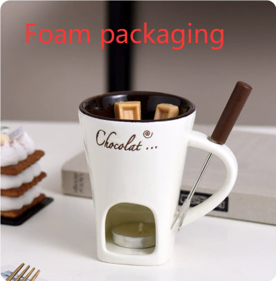 Mini Fondue Mug Set for One – Chocolate, Cheese & Butter Melter Cup with Heat Warmer