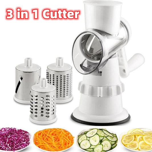 3-in-1 Manual Vegetable Slicer & Round Chopper | Mandolin Grater Shredder for Potato, Onion & Veggies