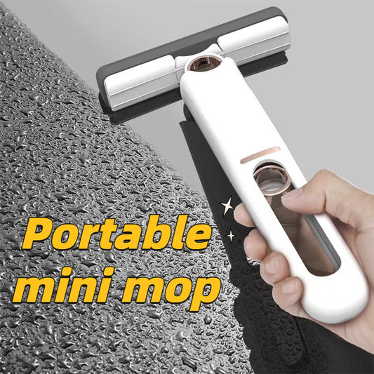 Portable Self-Squeeze Mini Mop – Hand Wash-Free Strong Absorbent Cleaning Mop for Kitchen, Glass, Desk & Car