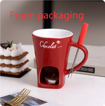 Mini Fondue Mug Set for One – Chocolate, Cheese & Butter Melter Cup with Heat Warmer