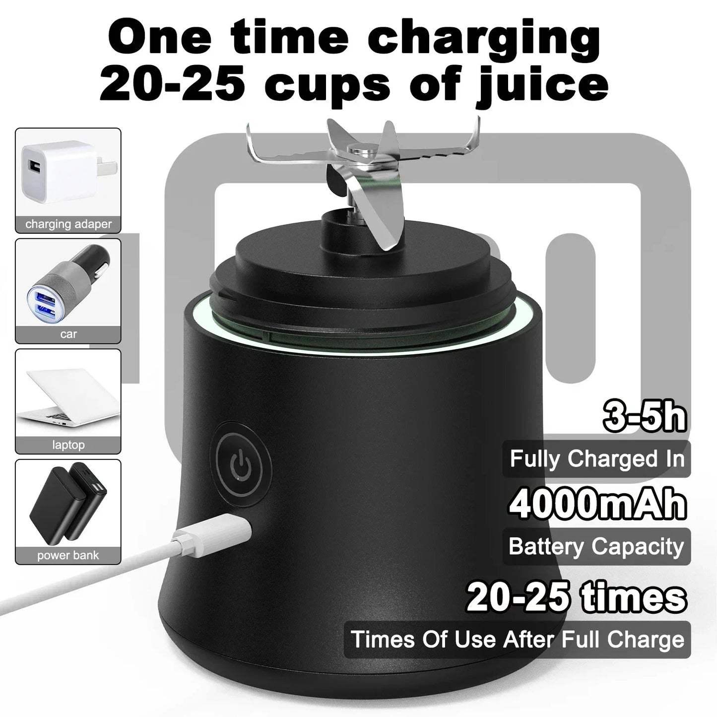 Portable 600ML Electric Blender – USB Rechargeable Personal Juicer & Smoothie Maker | Kitchen Gadget