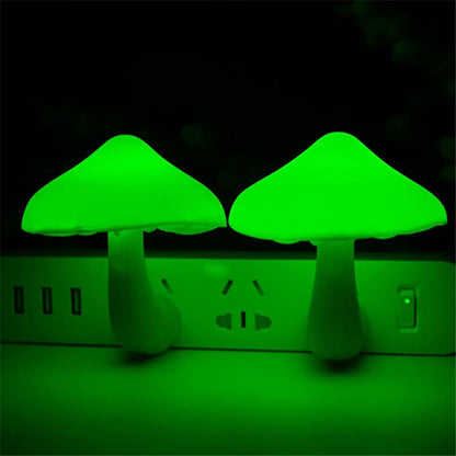 LED Mushroom Night Light Wall Socket Lamp | Light Control Sensor Warm White Bedroom Night Lamp (EU/US Plug)