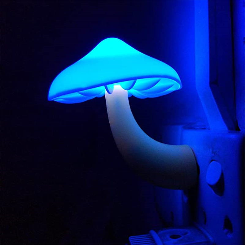 LED Mushroom Night Light Wall Socket Lamp | Light Control Sensor Warm White Bedroom Night Lamp (EU/US Plug)