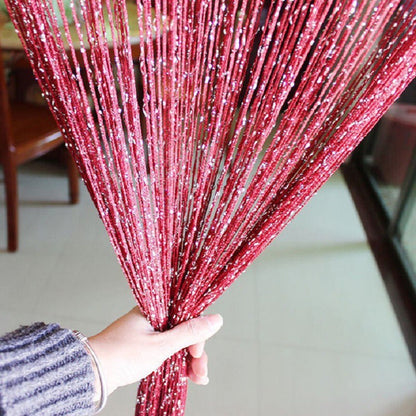 Flashing Silver Thread Door Curtain 1x2M – Shiny Metallic Tinsel Room Divider for Living Room & Party Decoration