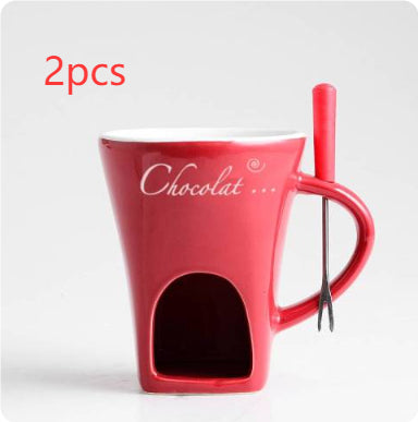 Mini Fondue Mug Set for One – Chocolate, Cheese & Butter Melter Cup with Heat Warmer